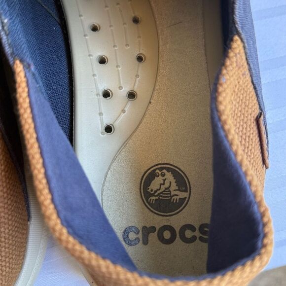 CROCS Santa Cruz Mens Blue Brown Canvas Convertible Slip On Loafer Shoe- Size 14 main image 9